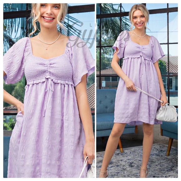 littlegypsie Dresses & Skirts - Lilac Mist Ruched Babydoll Dress